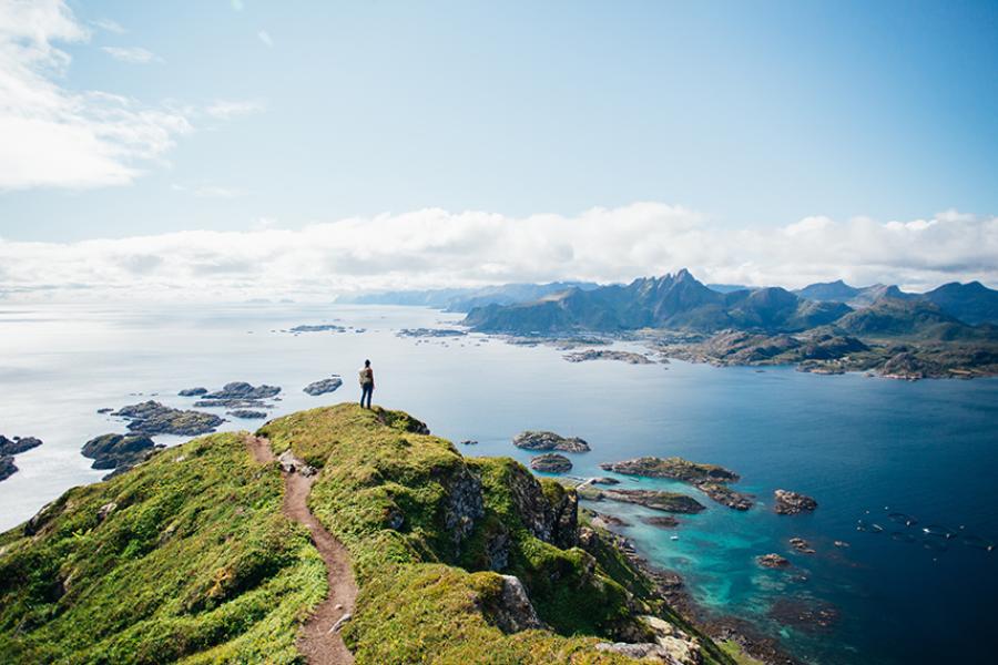 Hiker at cliffside