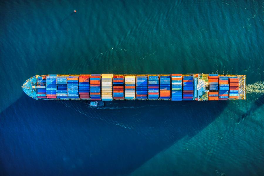 Shipping containers on boat